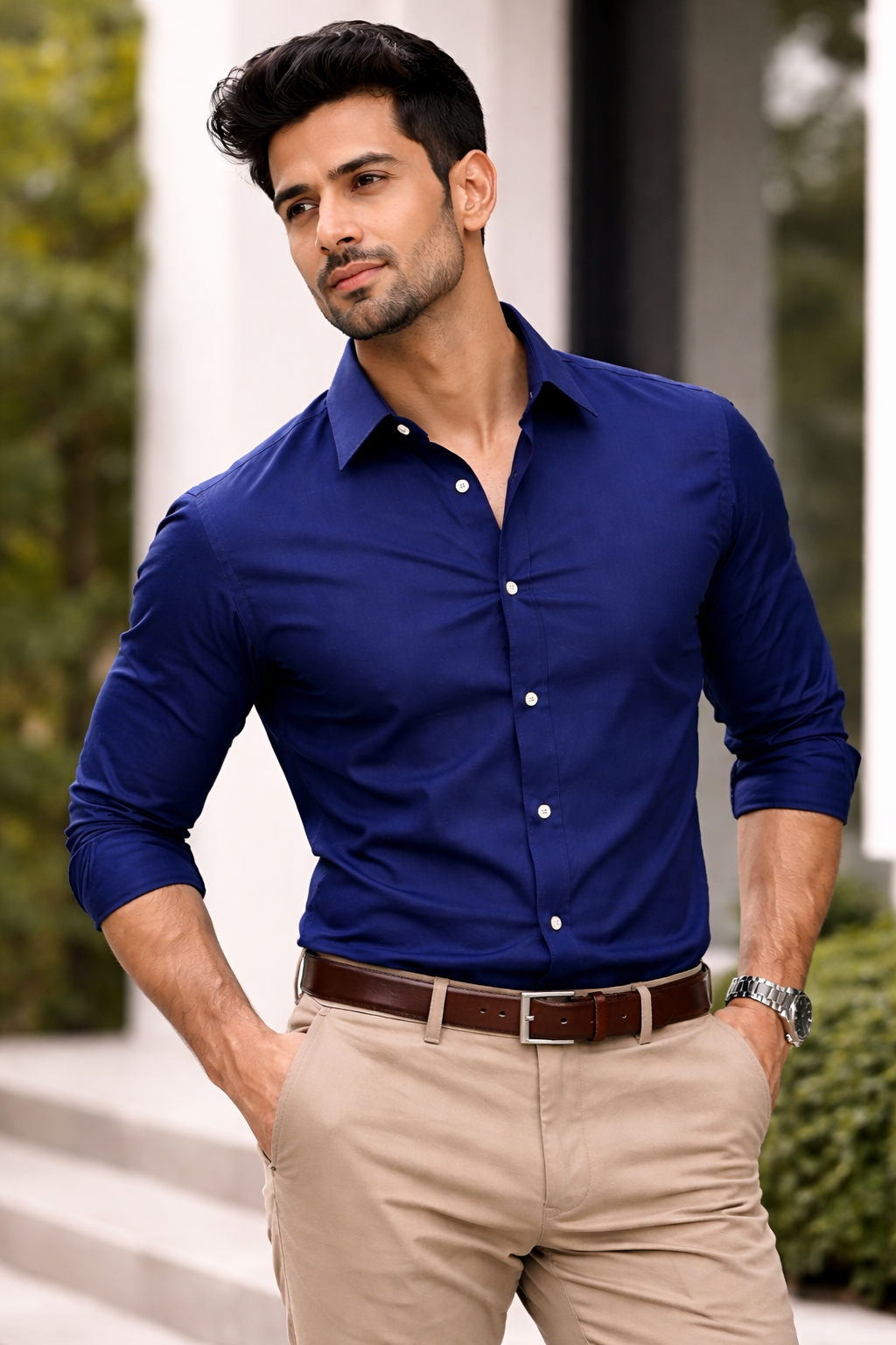 neavy blue plain classic shirt
