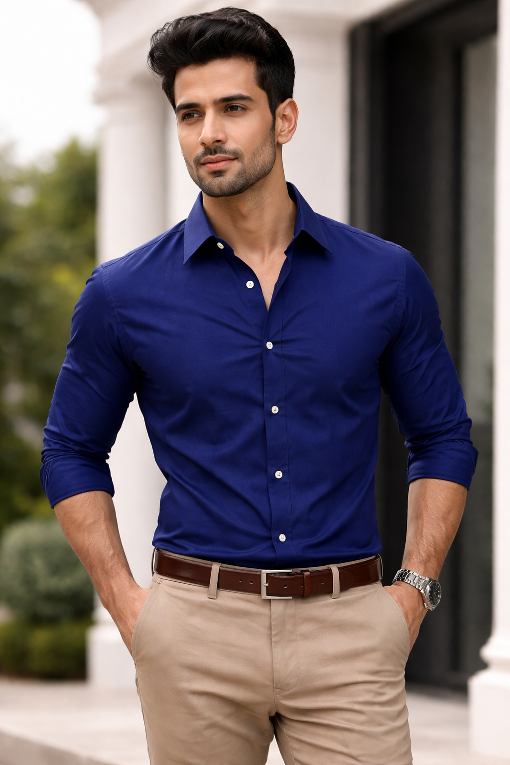 neavy blue plain classic shirt